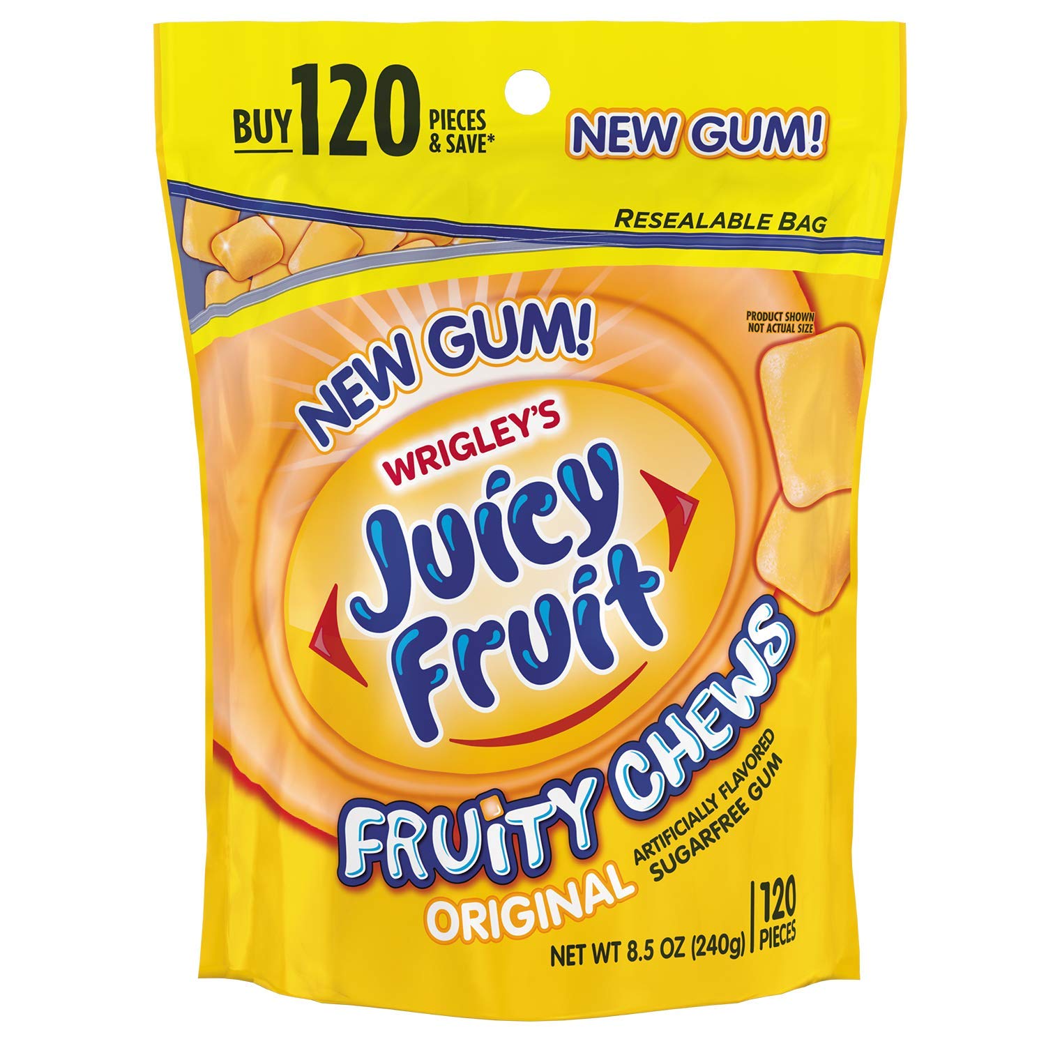 Juicy Fruit Gum Goma De Mascar Sem Açúcar Fruity Chews, 120
